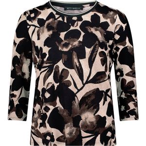 Betty Barclay - T-Shirt - 252-25991482 - Zwart en Beige - Bloemendessin