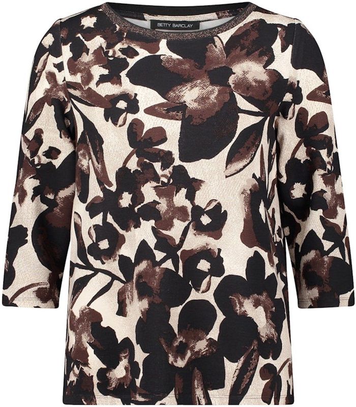 Betty Barclay - T-Shirt - 252-25991482 - Zwart en Beige - Bloemendessin