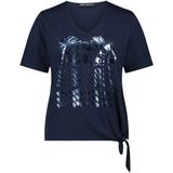 T-shirt - Motiefprint - Katoen - V-hals - Kwartmouw