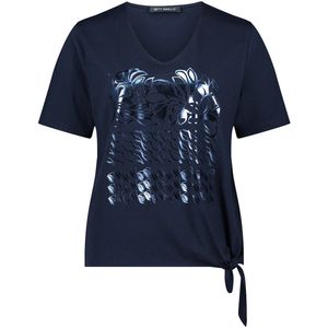 T-shirt - Motiefprint - Katoen - V-hals - Kwartmouw