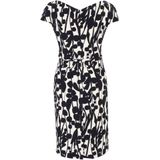 Vera Mont - 0292/4137 - Damesjurk - Crème/donkerblauw - Overlappende Mouwen, Geplooide Halslijn