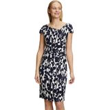 Vera Mont - 0292/4137 - Damesjurk - Crème/donkerblauw - Overlappende Mouwen, Geplooide Halslijn