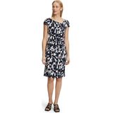 Vera Mont - 0292/4137 - Damesjurk - Crème/donkerblauw - Overlappende Mouwen, Geplooide Halslijn