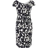 Vera Mont - 0292/4137 - Damesjurk - Crème/donkerblauw - Overlappende Mouwen, Geplooide Halslijn