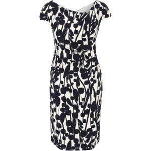 Vera Mont - 0292/4137 - Damesjurk - Crème/donkerblauw - Overlappende Mouwen, Geplooide Halslijn