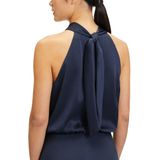 Vera Mont - Satin Cocktailjurk - Blauw - Dames - Opstaande Kraag