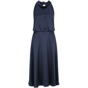 Vera Mont - Satin Cocktailjurk - Blauw - Dames - Opstaande Kraag