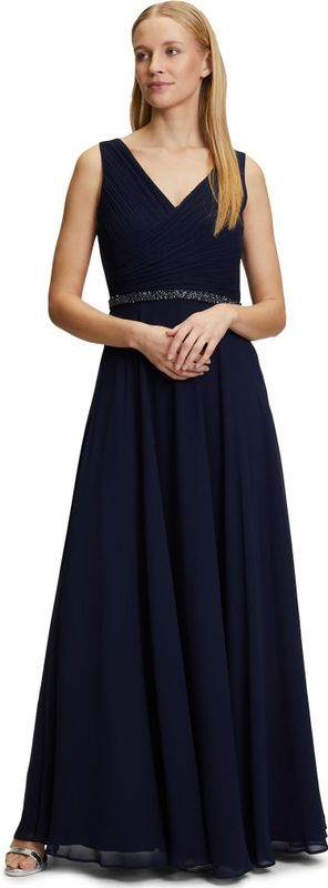 Vera Mont - Avondjurk - Nachtblauw - Flare - V-hals - Mouwloos