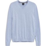 Gebreide Trui - Lichtblauw - Regular Fit - V-hals - Lange Mouwen