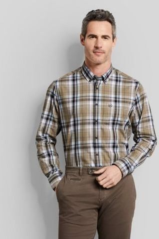 Bugatti - Vrijetijdshemd - Bruin - Moderne Pasvorm