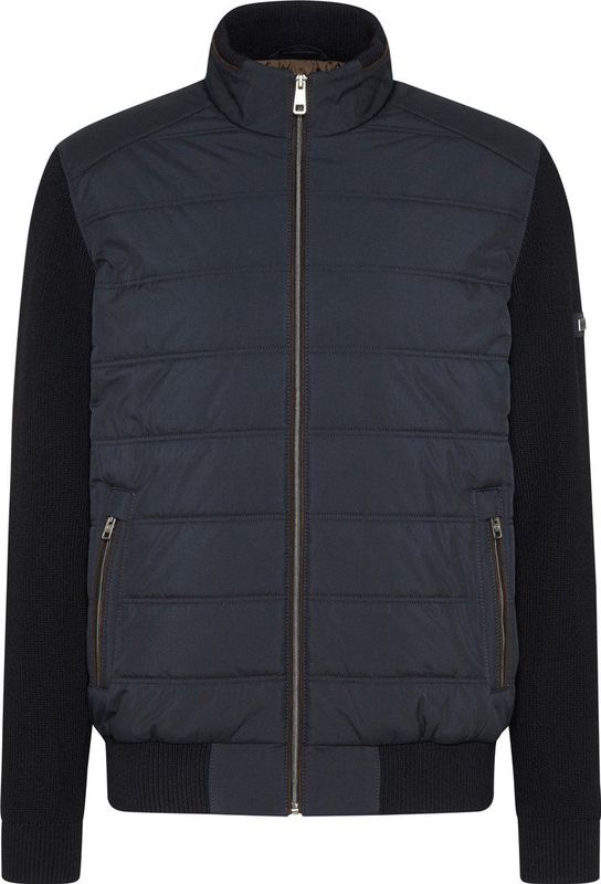 Bugatti - Vest - Donkerblauw - Acryl/Wol - Wijde Fit met Capuchon