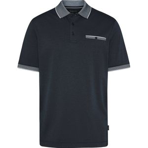 Bugatti polo wijde fit zwart gemêleerd katoen borstzak