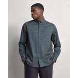 Overhemden - Petrol - Fijne Dessinering - Button-Downkraag - Lange Mouwen