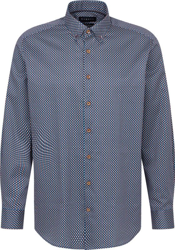 Overhemden - Petrol - Fijne Dessinering - Button-Downkraag - Lange Mouwen