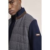 Bugatti Vest 8700-65054B - Grijs - Marineblauwe Mouwen - Hoogwaardige Materialen