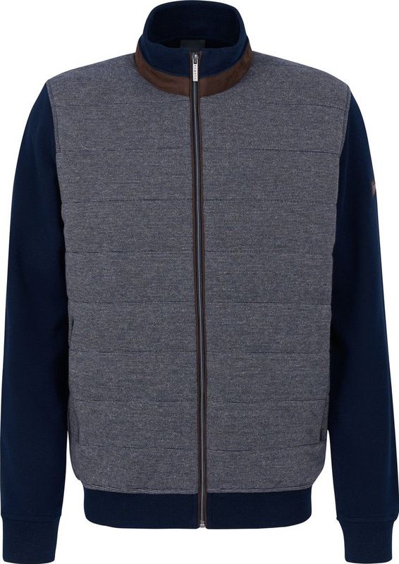 Bugatti Vest 8700-65054B - Grijs - Marineblauwe Mouwen - Hoogwaardige Materialen