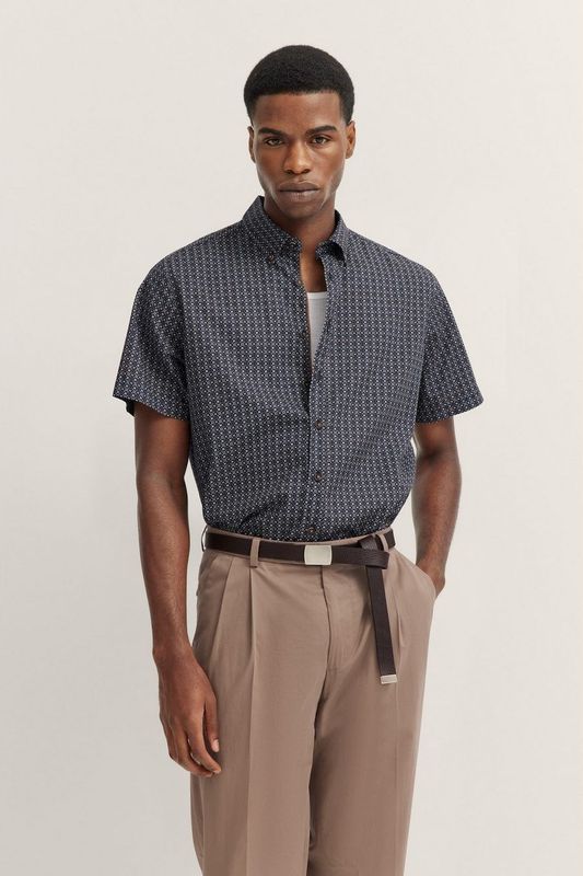 Bugatti - Casual Overhemd - Donkerblauw - Katoen