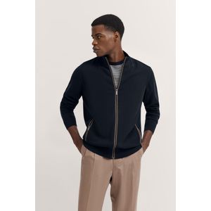 bugatti Gebreid herenvest met ritssluiting, opstaande kraag, regular, 390-marine, L
