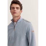 Bugatti - Trui - Lichtblauw - Katoen - Half Zip - Wijde Fit