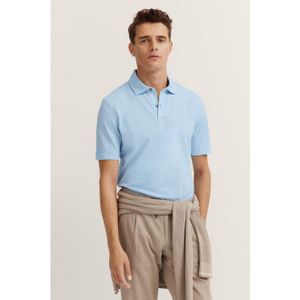 Bugatti - Poloshirt - Lichtblauw - Katoen-linnenmengsel