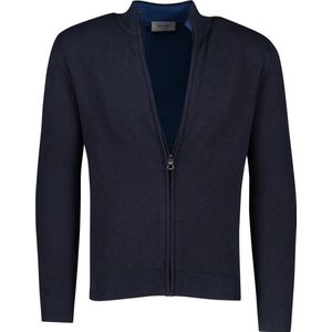 Pierre Cardin - Vest - Donkerblauw - Effen - Katoen - Opstaande Hals - Rits