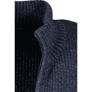 Pierre Cardin - Vest - Donkerblauw - Katoen/Polyamide/Wol - Rits