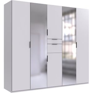 Wimex Drehtürenschrank »Moldau. Lieferung bis in Deine Etage«, Kleiderschrank mit Spiegel, 2 Schubladen in 2 Breiten schwarze Griffe