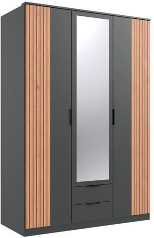 Wimex Drehtürenschrank "Lübeck", Akustiklamellen Optik, mit Spiegeltüren, 135 oder 180cm breit