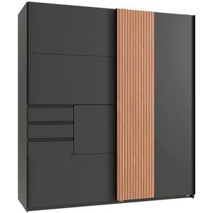 Wimex Schuifdeurkast Coburg, kledingkast Made in Germany met akoestisch paneel uiterlijk of houtlook eikenkleur, 180 cm breed