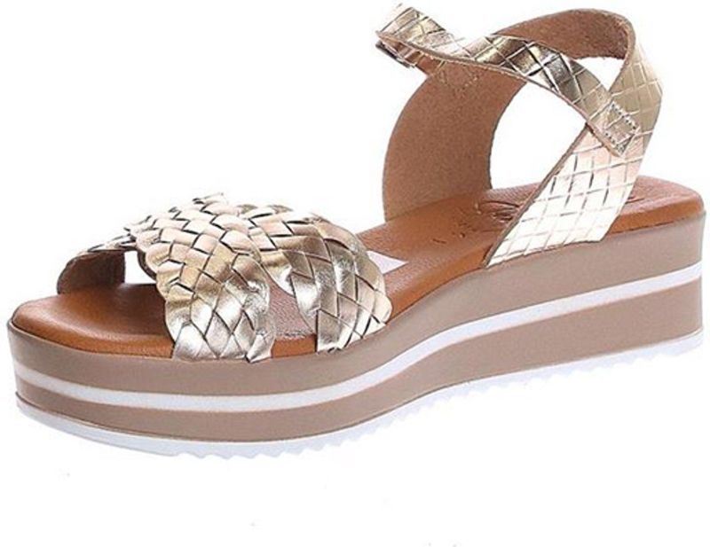 Oh! my sandals - 5491 - Sandalen - Goudkleurig - Leer - Gevlochten