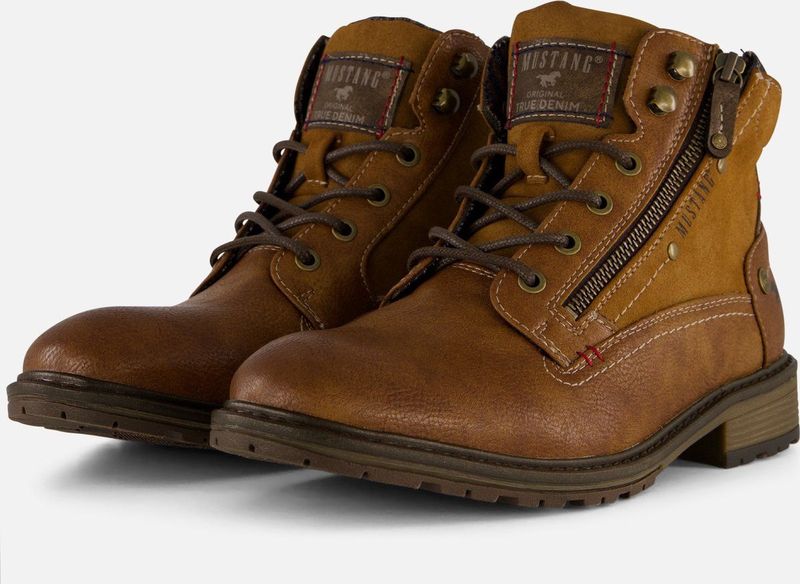 Mustang - Heren Veterschoenen - Cognac - Synthetisch Materiaal
