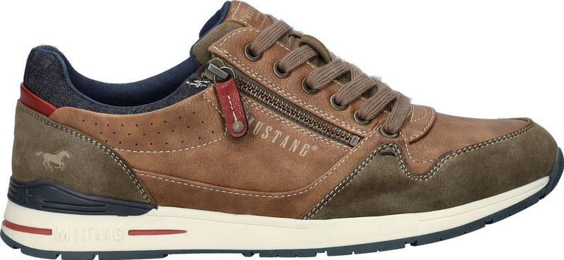 Mustang - Heren Sneakers - Cognac - Synthetisch - Sportief Uiterlijk