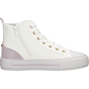 MUSTANG Dames 1457-502 High Top Sneaker, wit/paars, 40 EU, Wit violet, 40 EU