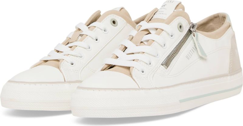 Mustang - Sneakers - Wit/Beige - Met Zijrits - Vetersluiting