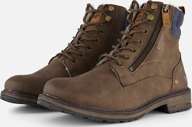 Mustang - Veterschoenen Hoog - Donkerbruin - Leer