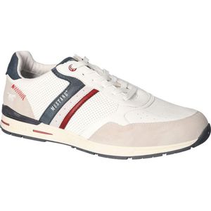 Mustang - 4154-318 - Sneakers - Beige Wit - Zachte Voering van Textiel - Flexibele Loopzool