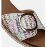 Mustang - Slippers - Beige - Vlechtlook - Gespsluiting