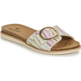 Mustang - Slippers - Beige - Vlechtlook - Gespsluiting