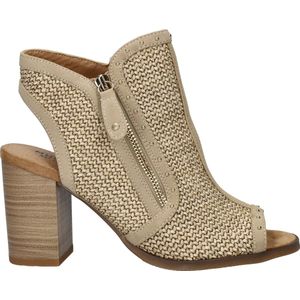 Mustang - Enkellaarsjes - Raffia - Imitatieleer - Blokhak 9 cm