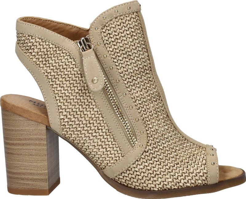 Mustang - Enkellaarsjes - Raffia - Imitatieleer - Blokhak 9 cm