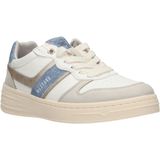 Mustang - Sneakers - Offwhite/Jeansblauw/Beige - Textiel/Synthetisch