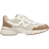 Mustang - Dames Sneaker - Beige Wit - Imitatieleer - Chunky Loopzool
