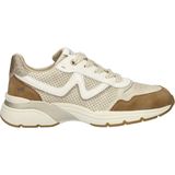 Mustang - Dames Sneaker - Beige Wit - Imitatieleer - Chunky Loopzool