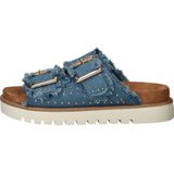 Mustang - Model 1461708 - Slippers - Blauw - Textiel - Gespsluiting