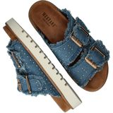 Mustang - Model 1461708 - Slippers - Blauw - Textiel - Gespsluiting