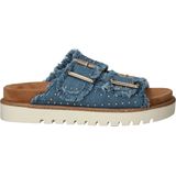Mustang - Model 1461708 - Slippers - Blauw - Textiel - Gespsluiting