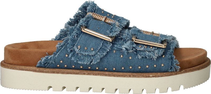 Mustang - Model 1461708 - Slippers - Blauw - Textiel - Gespsluiting