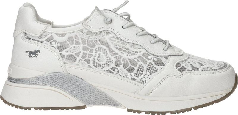 Mustang - Dames Sneaker - Imitatieleer - Zwart - Met Elastische Veters