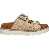 Mustang - Dames Slipper - Beige - Textiel - Voorgevormd Voetbed