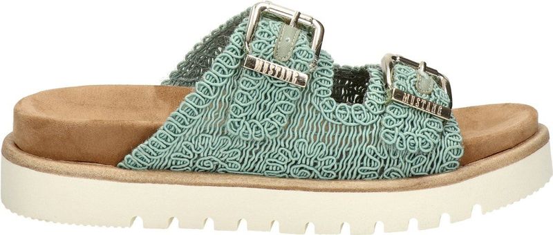 Mustang - Dames Slipper - Groen - Textiel - Voorgevormd Voetbed